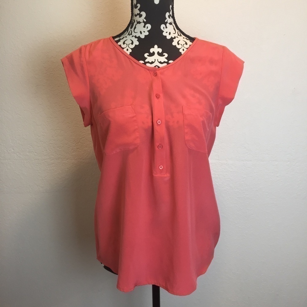 Joie Silk Pullover V Neck Semi Sheer Cap Sleeve Top